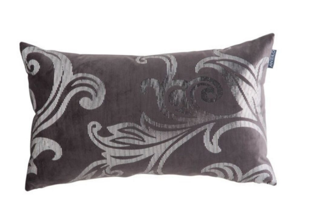 Cojin 30x50 print con detalles en lurex plata