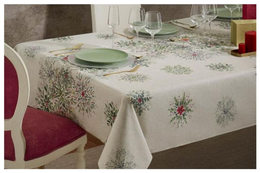 Mantel tela con doble capa resinado antimanchas snowflakes de la marca atenas